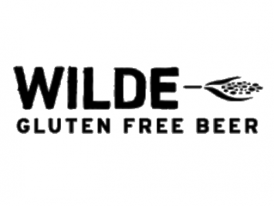 Logo for Wilde Gluten Free Beer, featuring bold black text reading WILDE with a stylised barley ear graphic to the right, and GLUTEN FREE BEER in smaller text below.