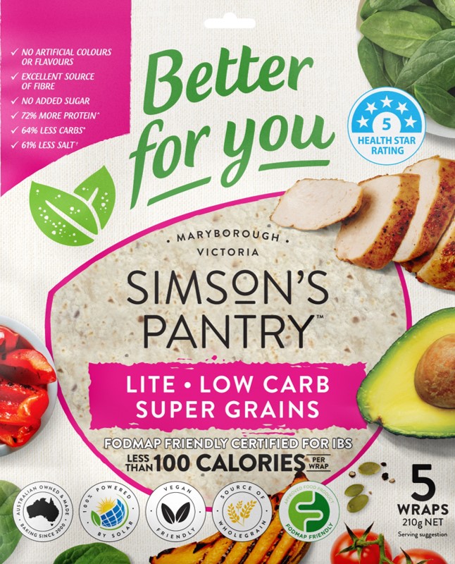 Simson’s Pantry Better for You High Protein Low Carb Wholemeal wraps