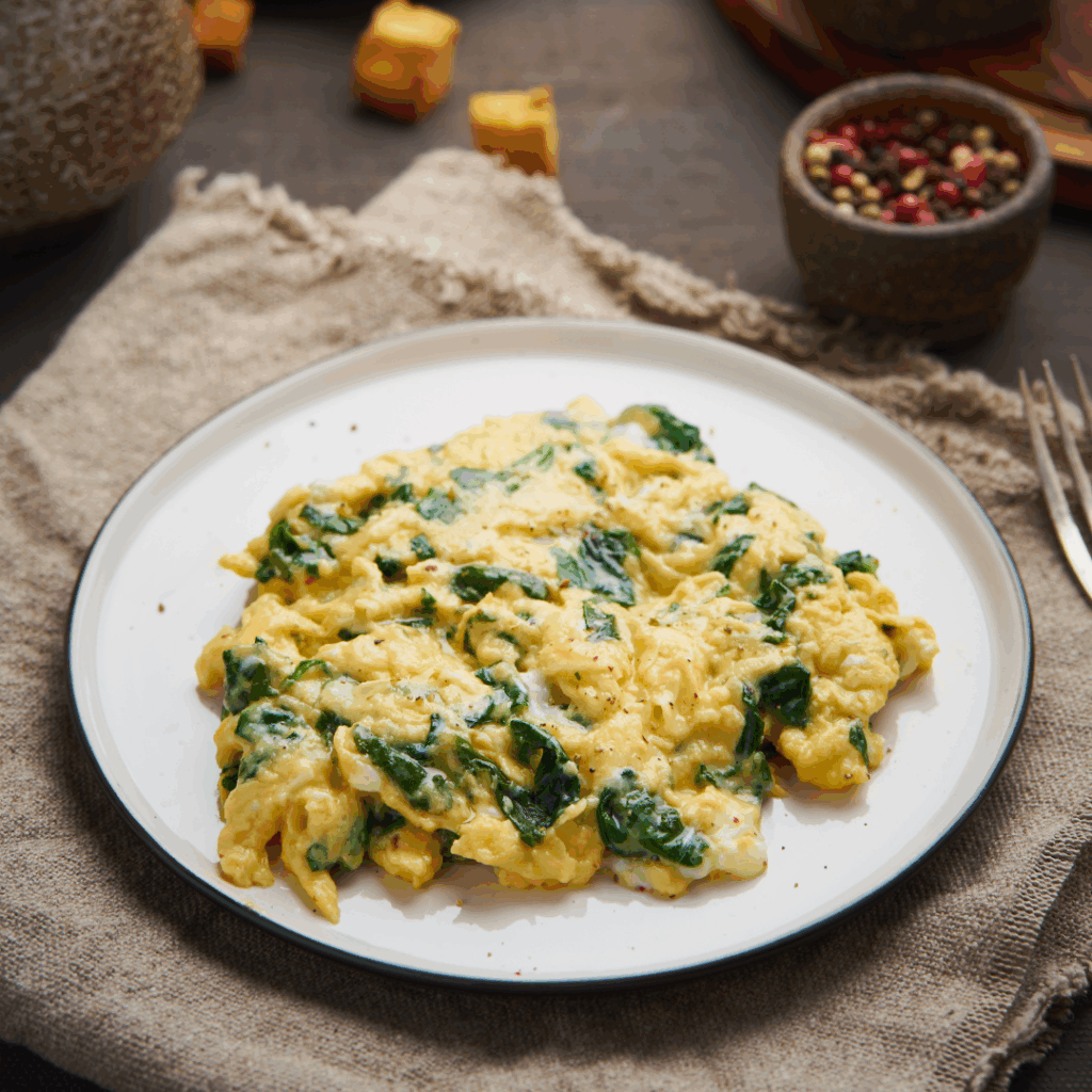 Low FODMAP Spinach & Feta Scrambled Eggs - FODMAP Friendly